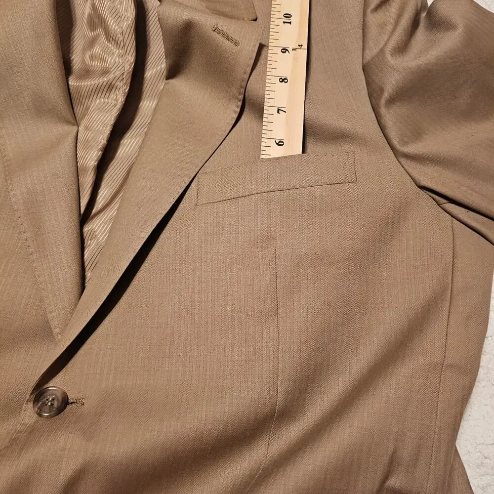 Rossetti Super 150's Italian Wool Sport Coat Blazer Tan 42L Two Button Men's